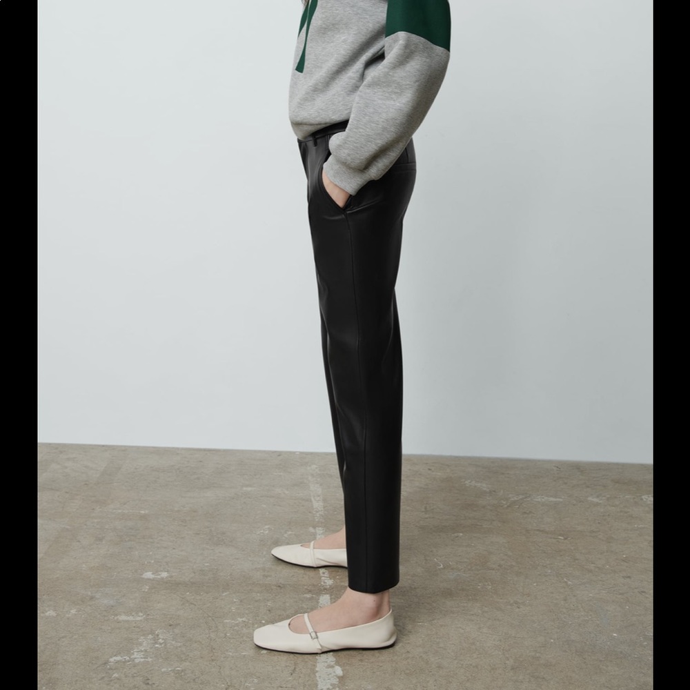 New Zara Faux Leather Pants Black - Picture 7 of 13